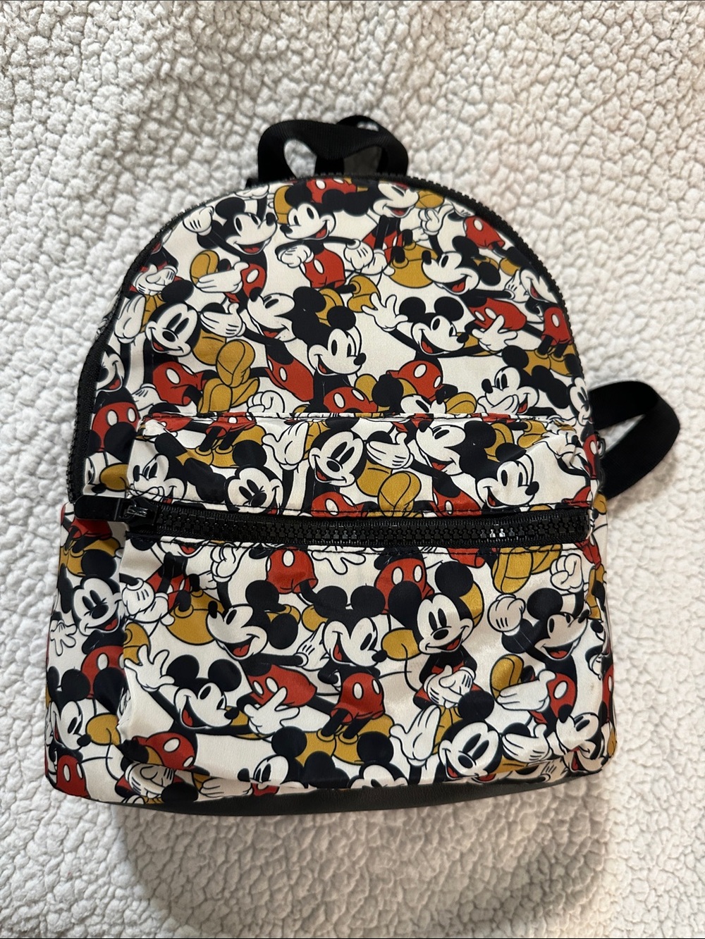 Disney Mickey Mouse Patterned Mini Backpack in Black, Red, Yellow, White